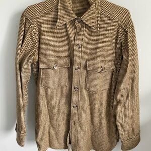 Men's Vintage Tan Checkered Wool Shirt